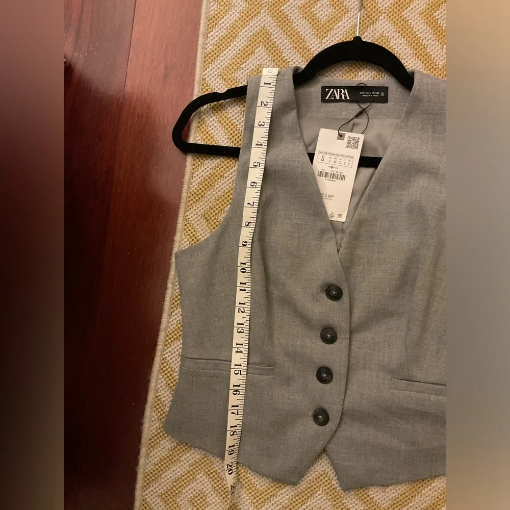 NWT Zara Gray Tailored Waistcoat Button Vest Size Small